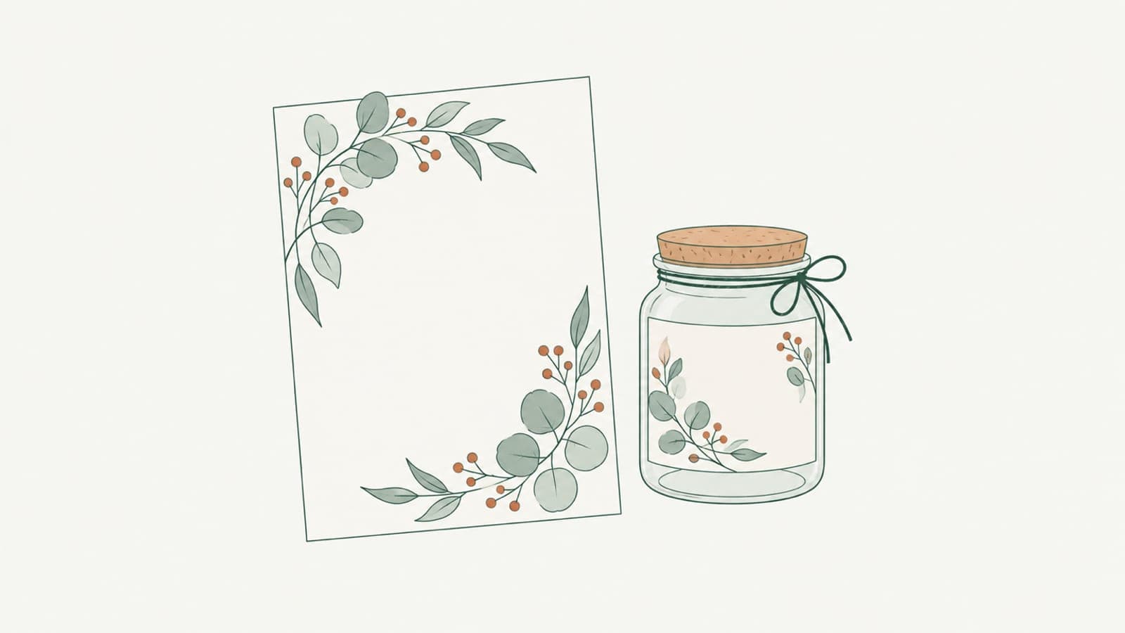 Botanical line art for labels, invitations and packaging Botanical line art for labels, invitations and packaging